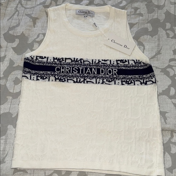 Dior Ivory and Navy Knit Top - Picture 1 of 4